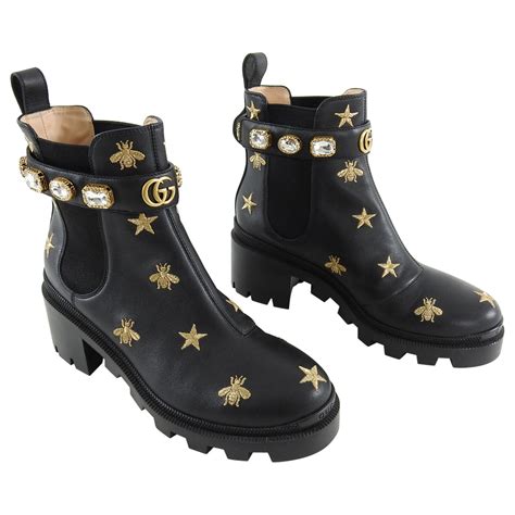 gucci embroidered bee boots|gucci boots bees and stars.